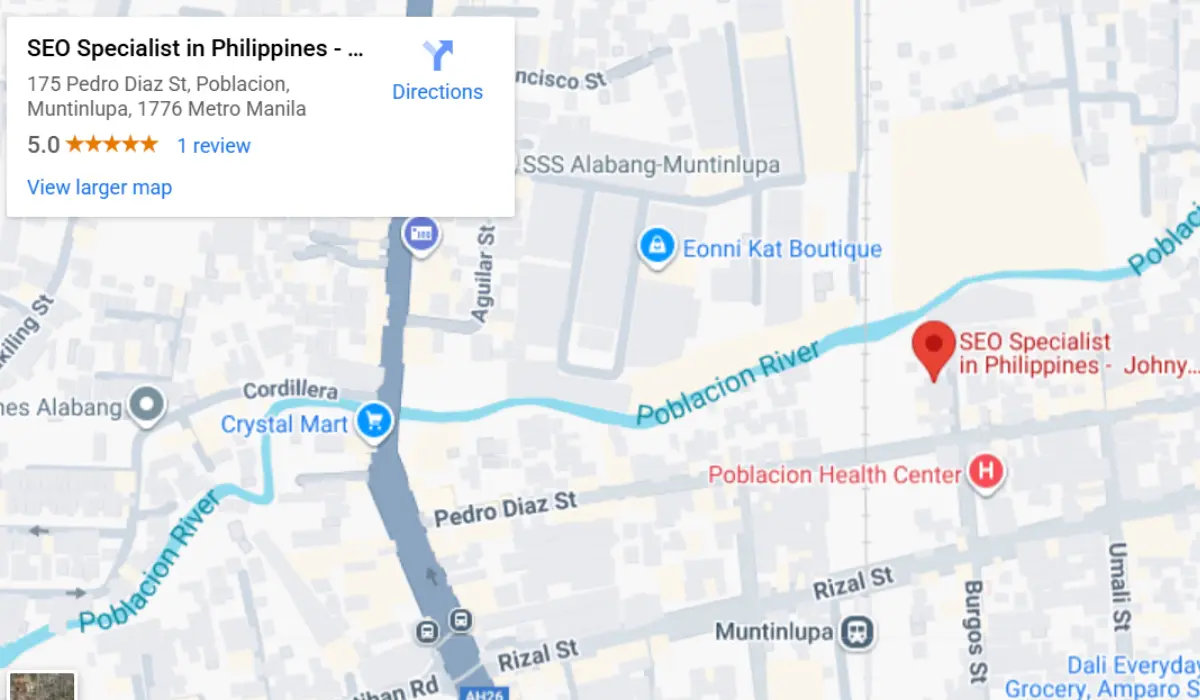 Map to Johny Corcuera, SEO specialist, at 175 Pedro Diaz St, Poblacion, Muntinlupa, Metro Manila (1776).