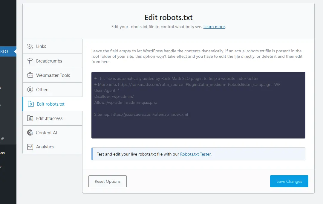 Technical SEO audit showing robots.txt configuration used to control crawl access and indexing