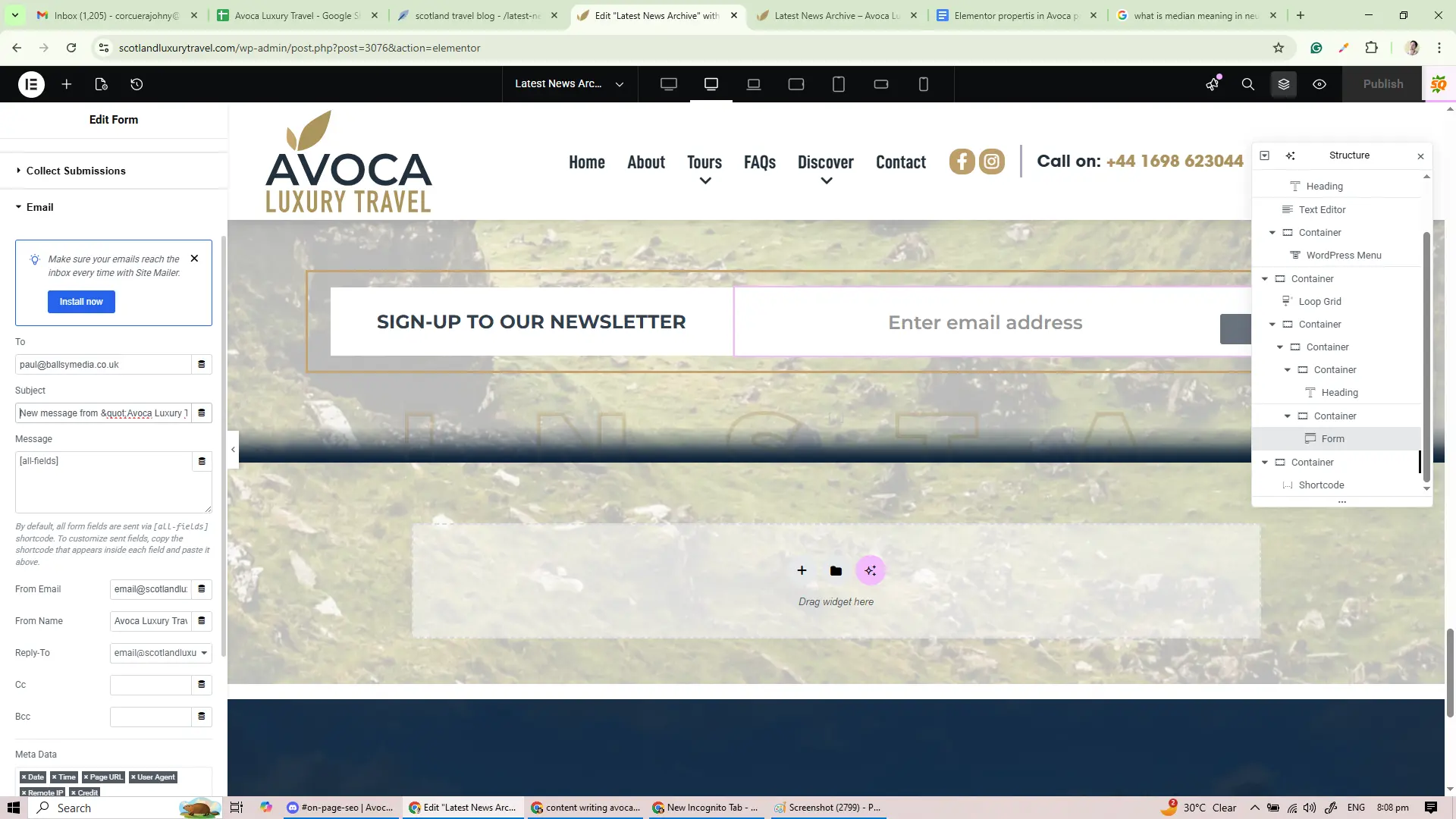 Elementor contact form configuration improvements for better lead conversion